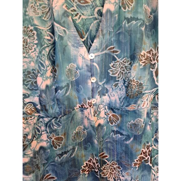 DressBarn 2 Piece Sleeveless‎ Dress with Sheer Top Teal and Brown Suit Size 16W - Picture 9 of 13